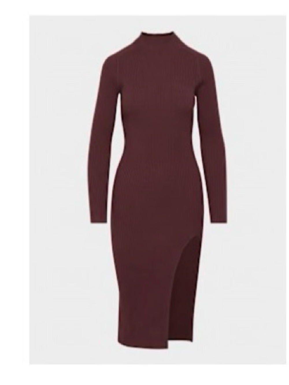 Wilfred Ribbed Long-Sleeve Midi Dress in Burgundy Plum